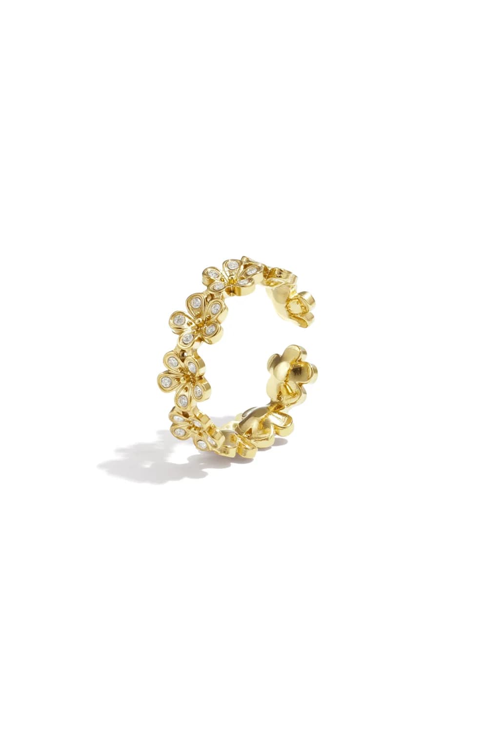 Ring madeliefjes met steentjes goud