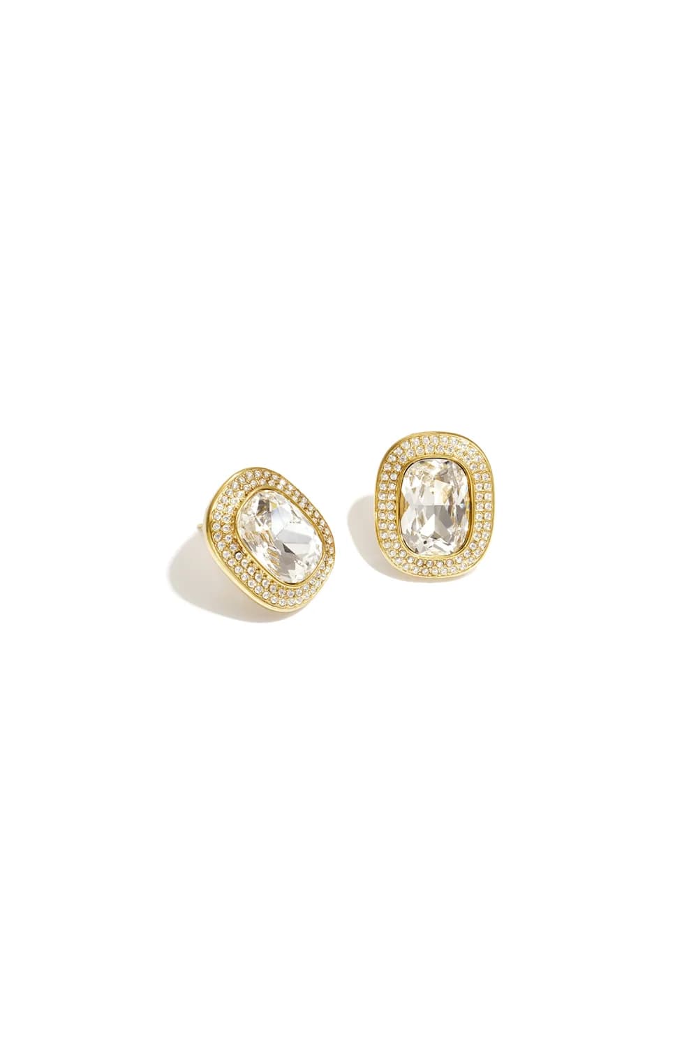 Luxe oorknop met geometrische vorm wit