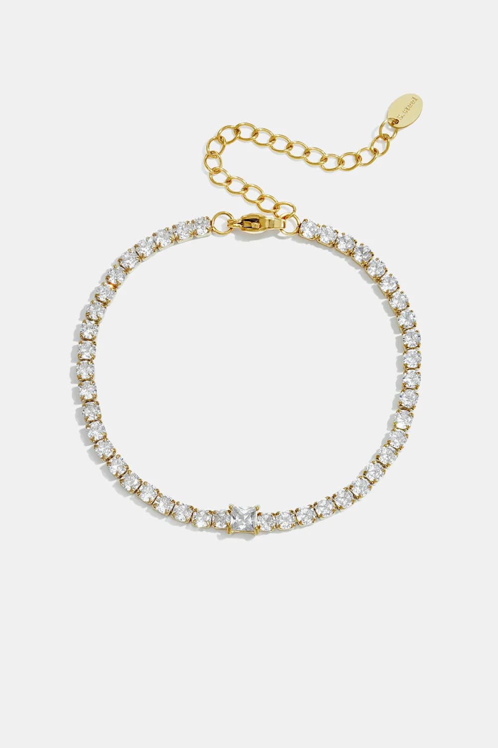 Schakel armband met steentjes goud