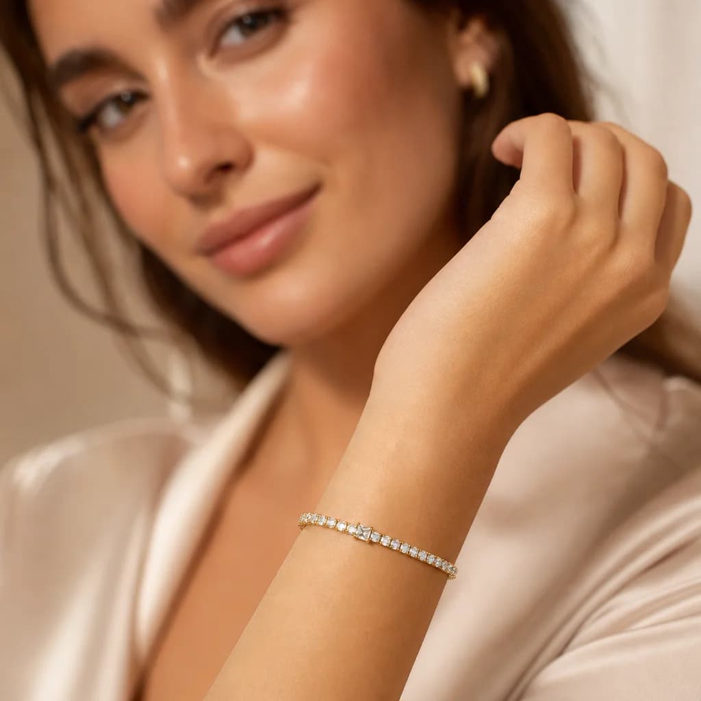 Schakel armband met steentjes goud