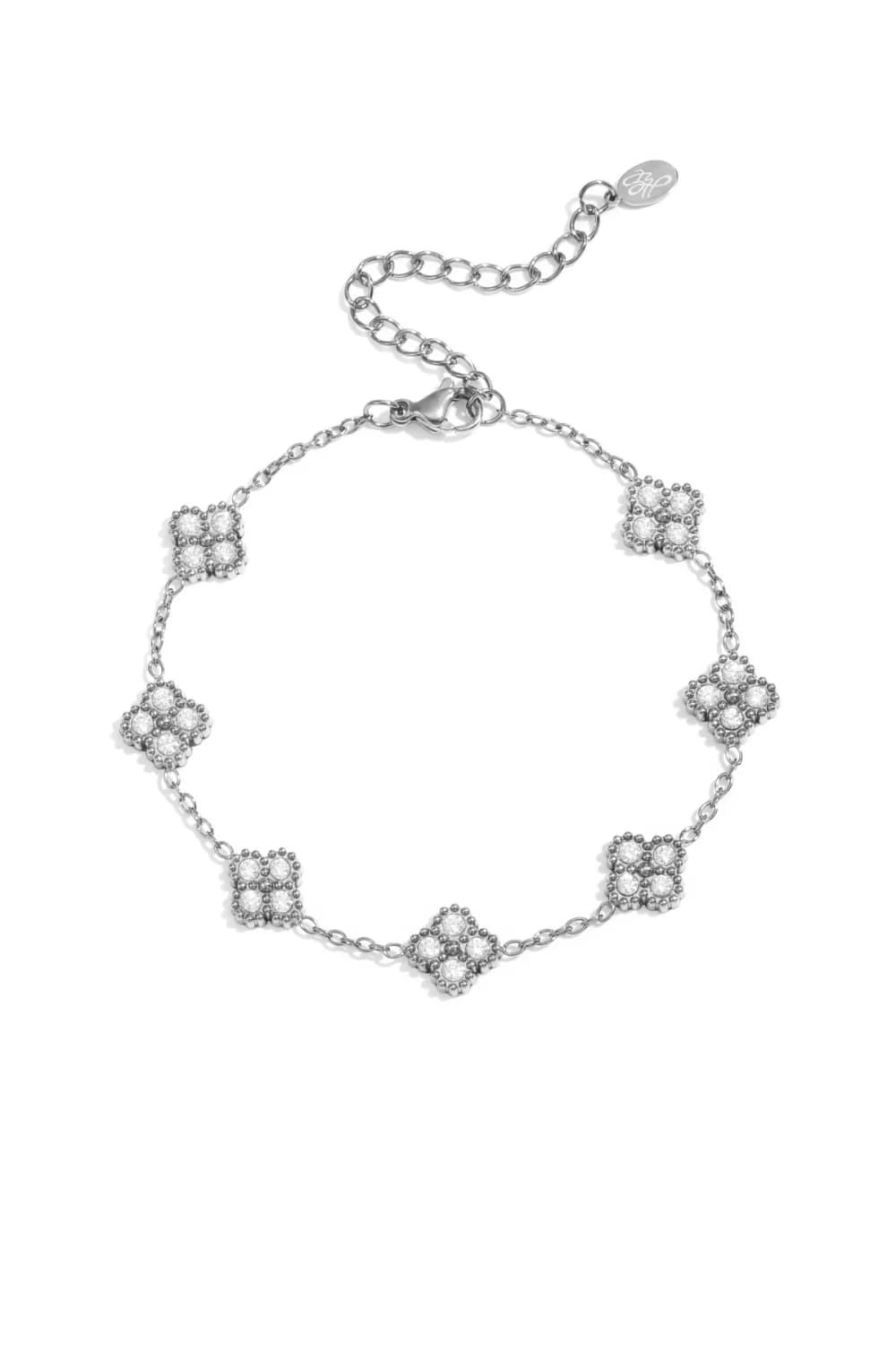 Armband met zirkonia klaver steentjes