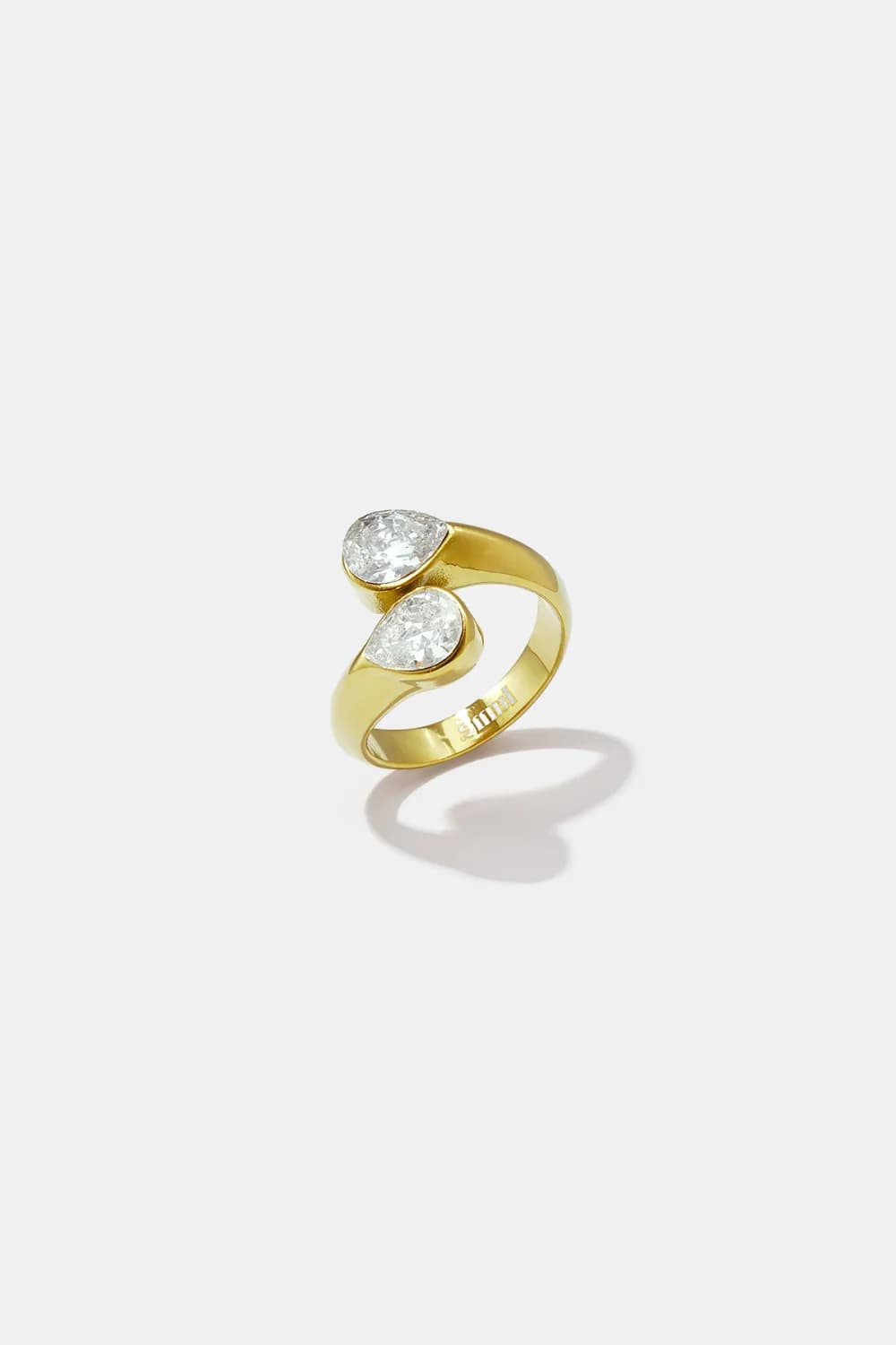 Ring met dubbele ovale stenen goud