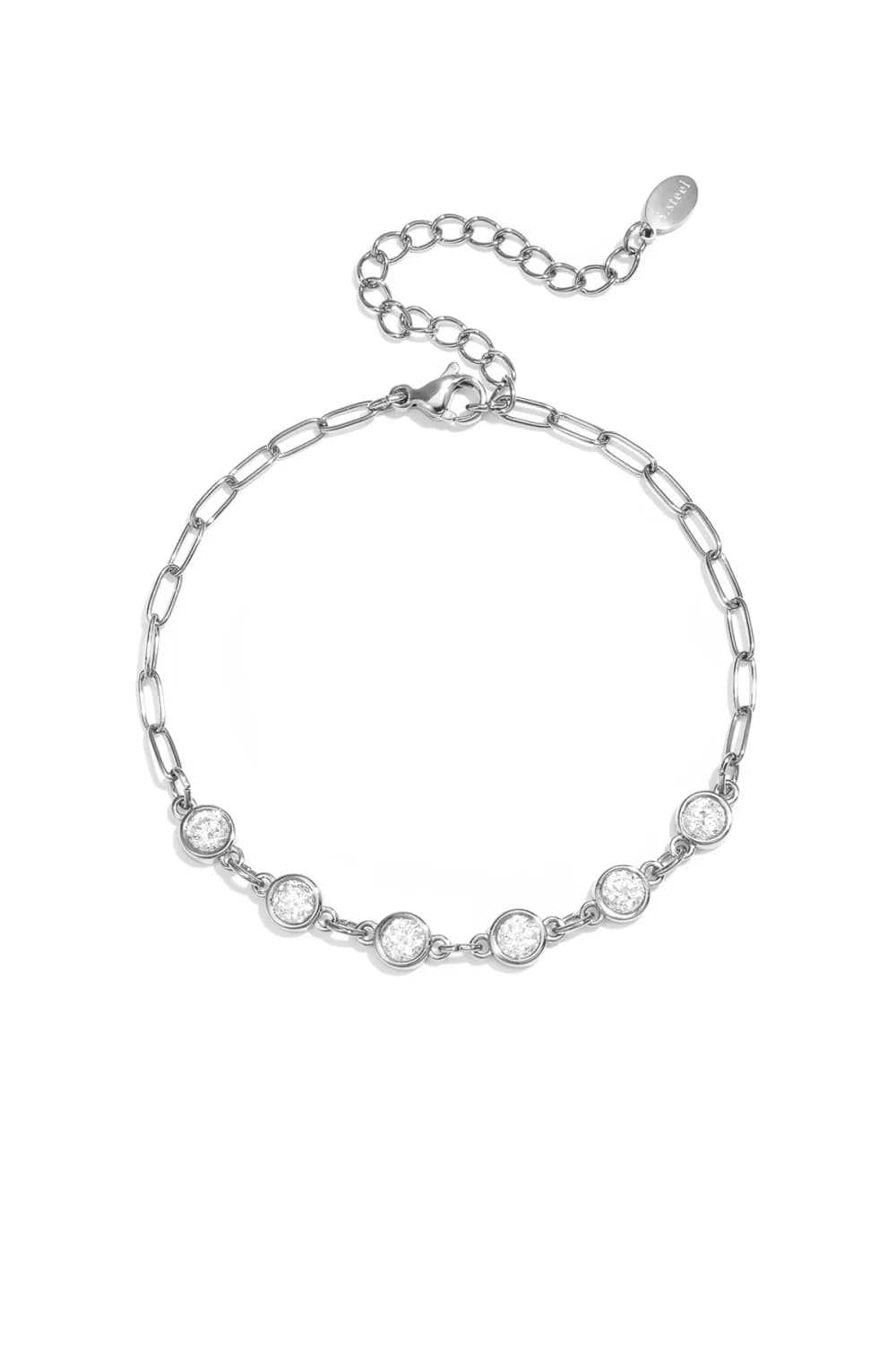 Zirkonia schakel armband zilver