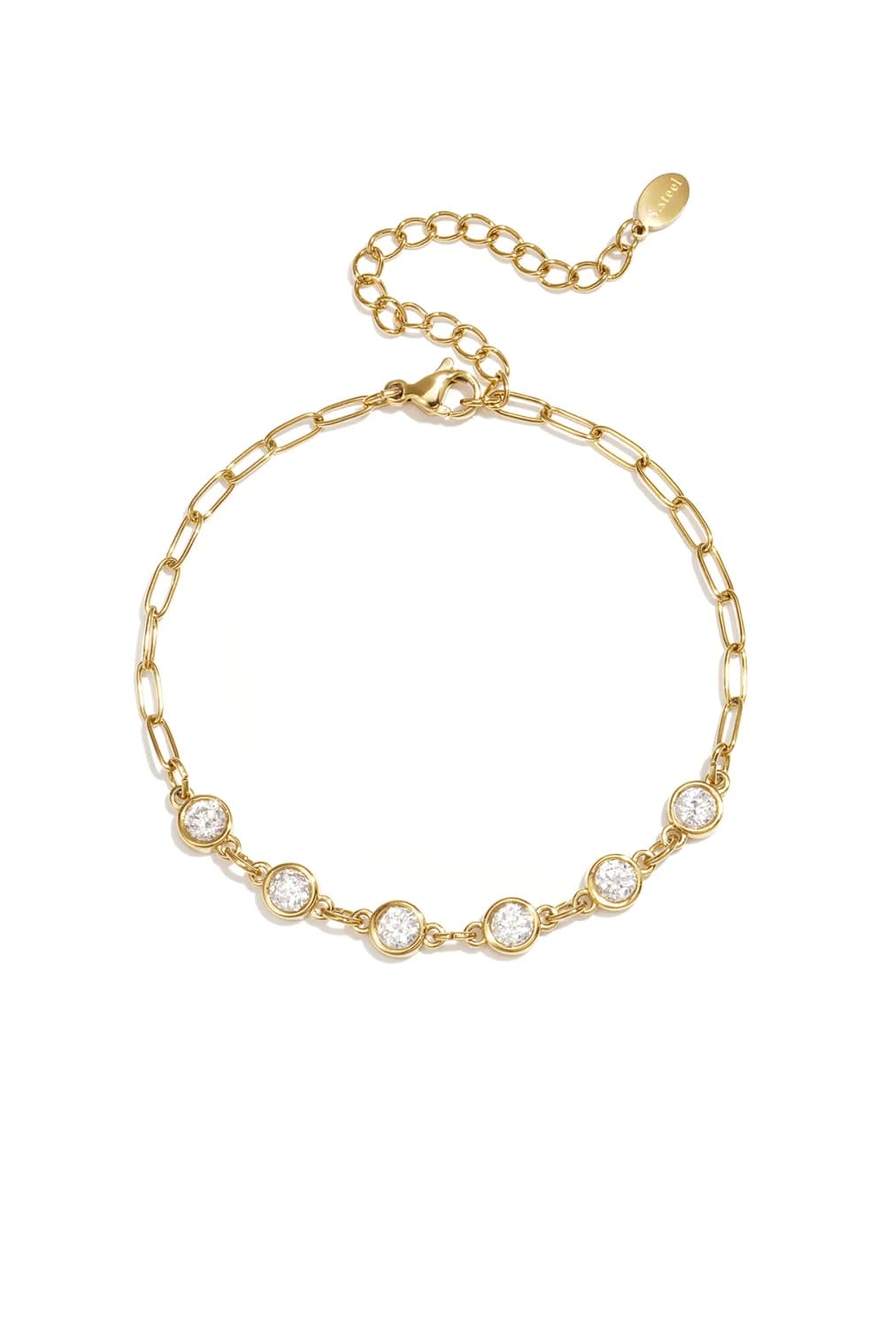 Zirkonia schakel armband goud