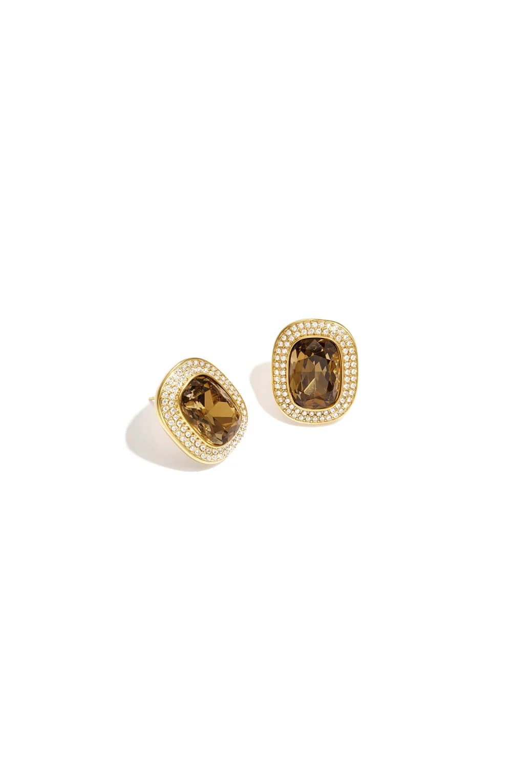 Luxe oorknop met geometrische vorm bruin