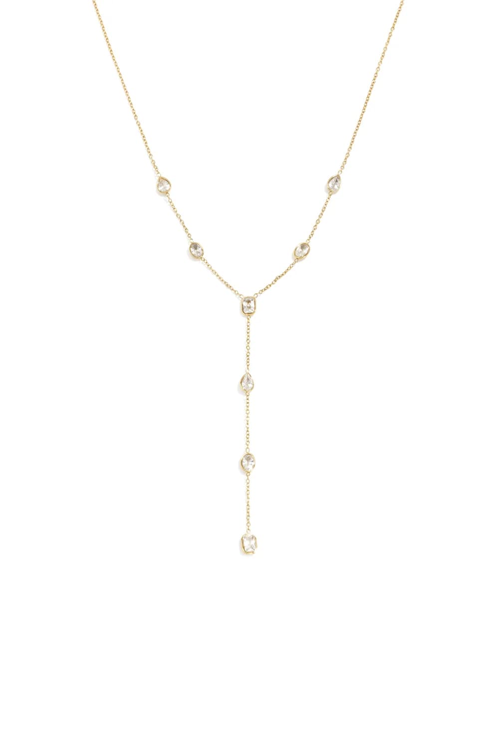 Y-ketting met steentjes goud
