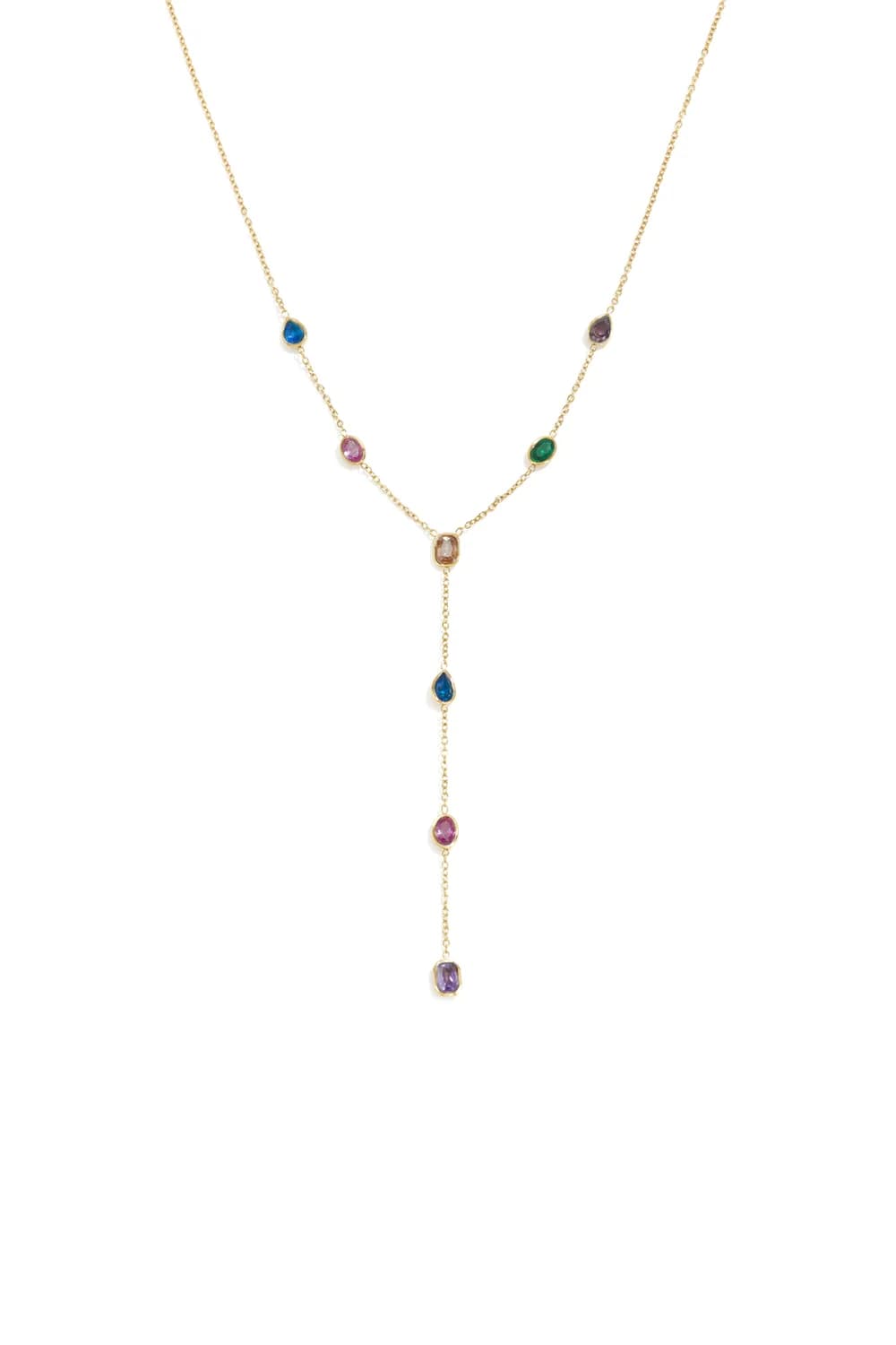 Y-ketting met steentjes goud