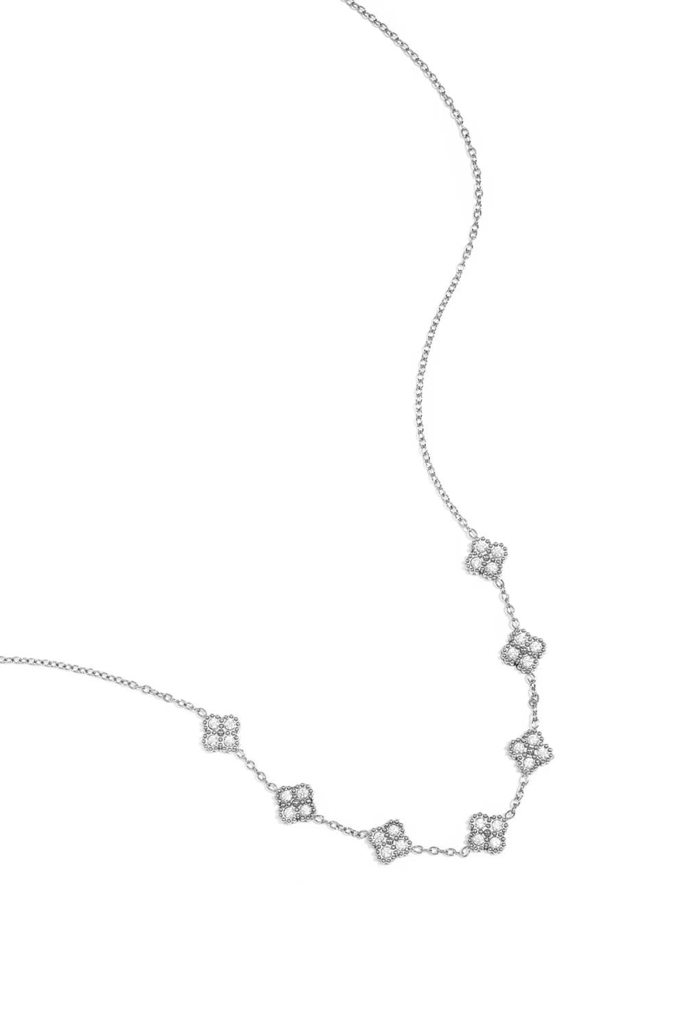 Ketting met zirkonia klaver steentjes