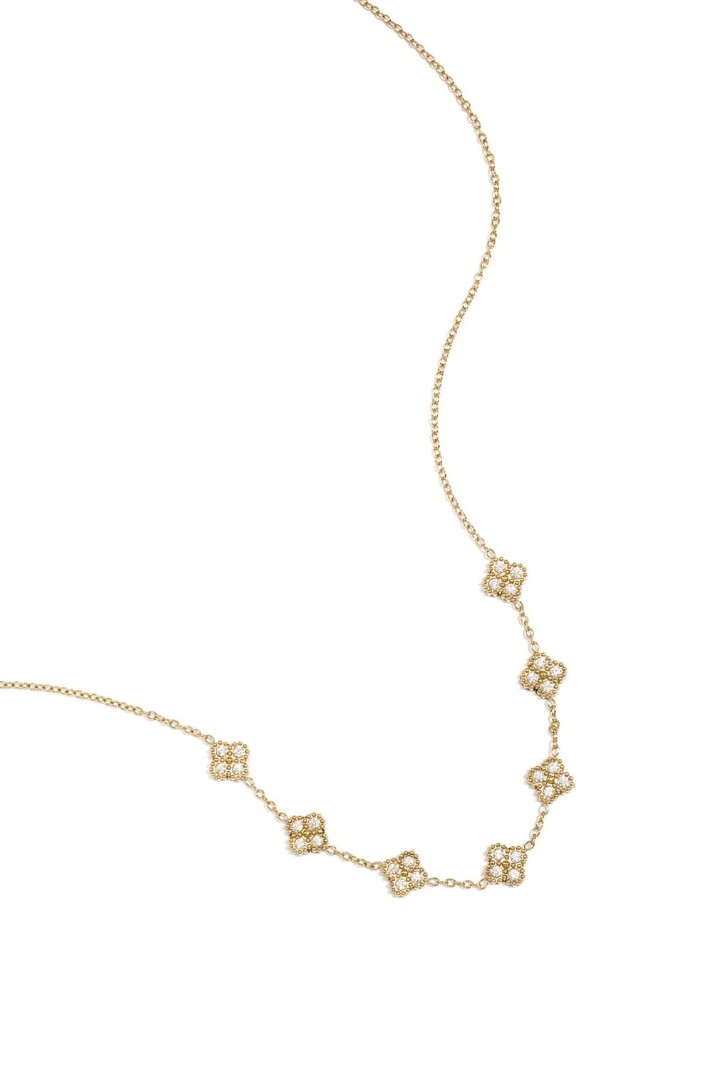 Ketting met zirkonia klaver steentjes