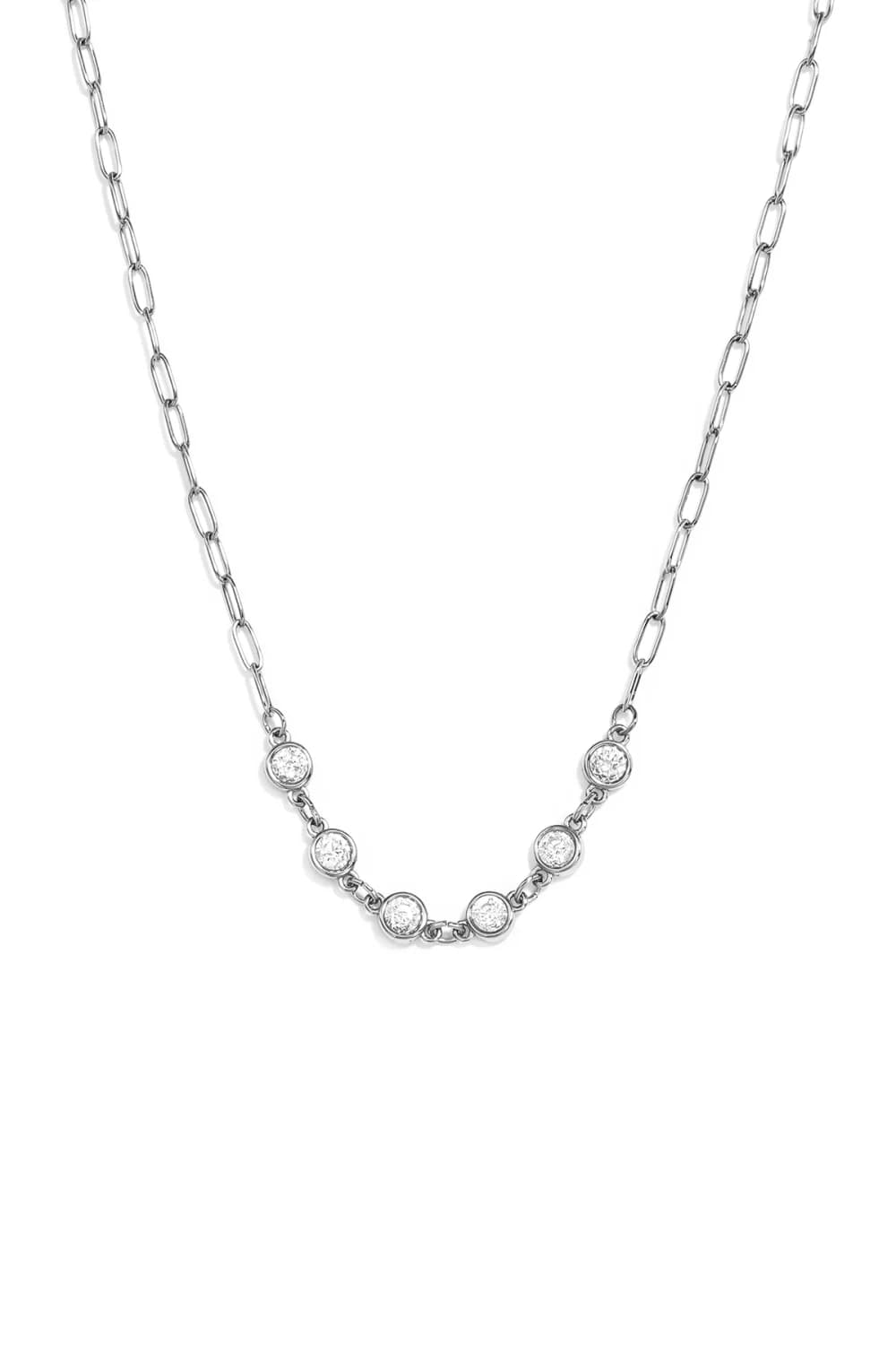 Gouden schakelketting met zirkonia rondjes