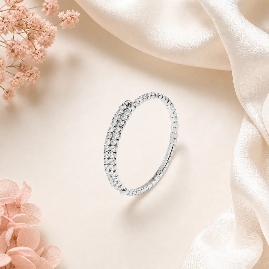 Manchet armband zilver met steentjes