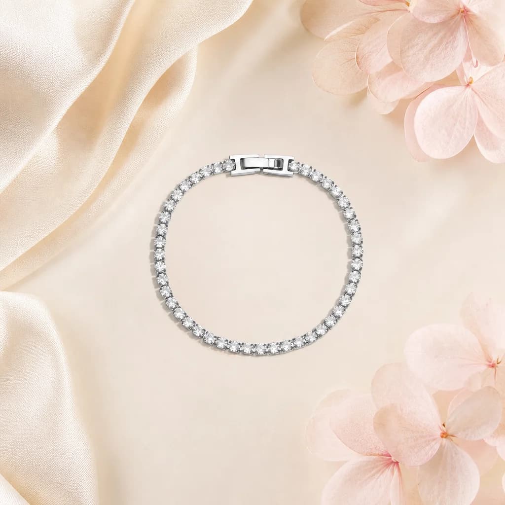 Zirkonia tennis armband zilver
