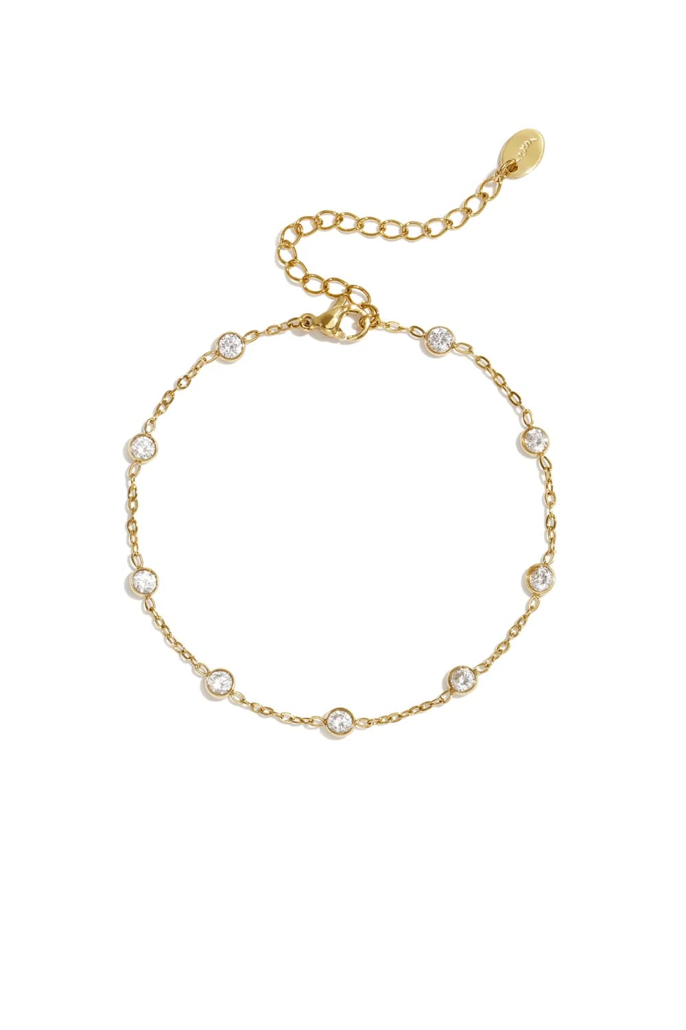Zirkonia rondjes armband goud