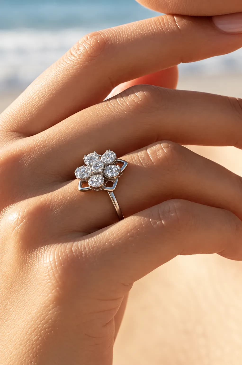 Stressring met bloem en steentjes