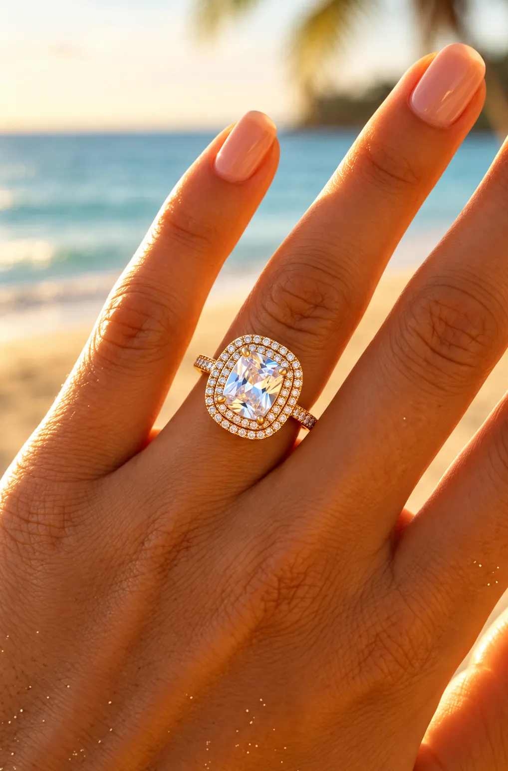 Gouden ring met rechthoekige steen