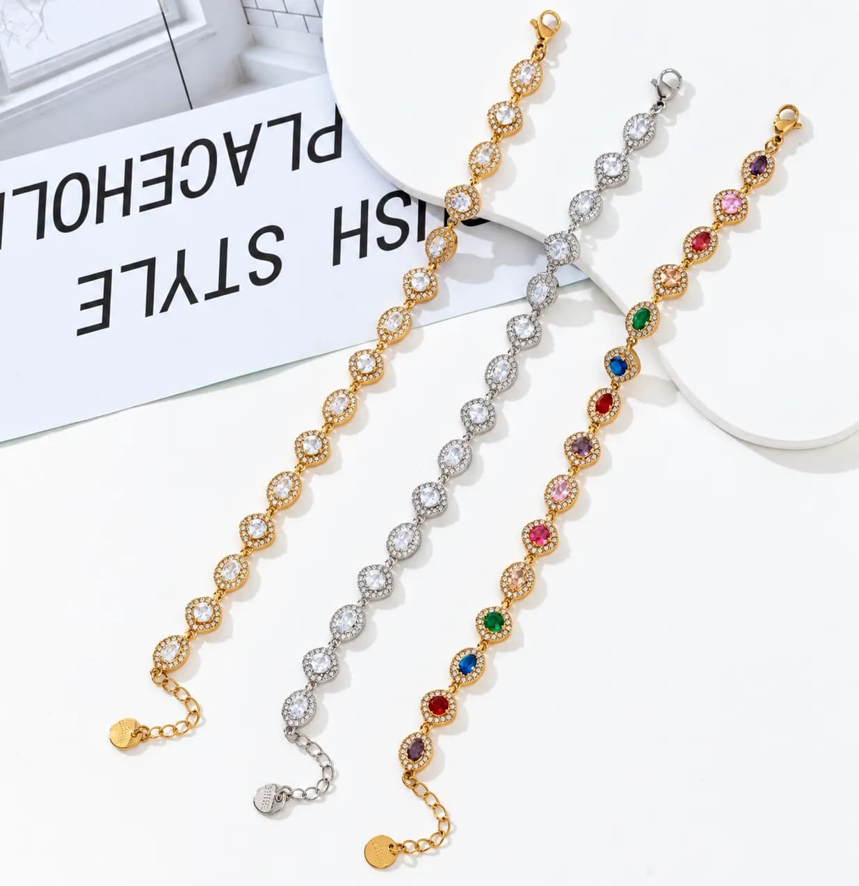 Gouden armband met ovale steentjes